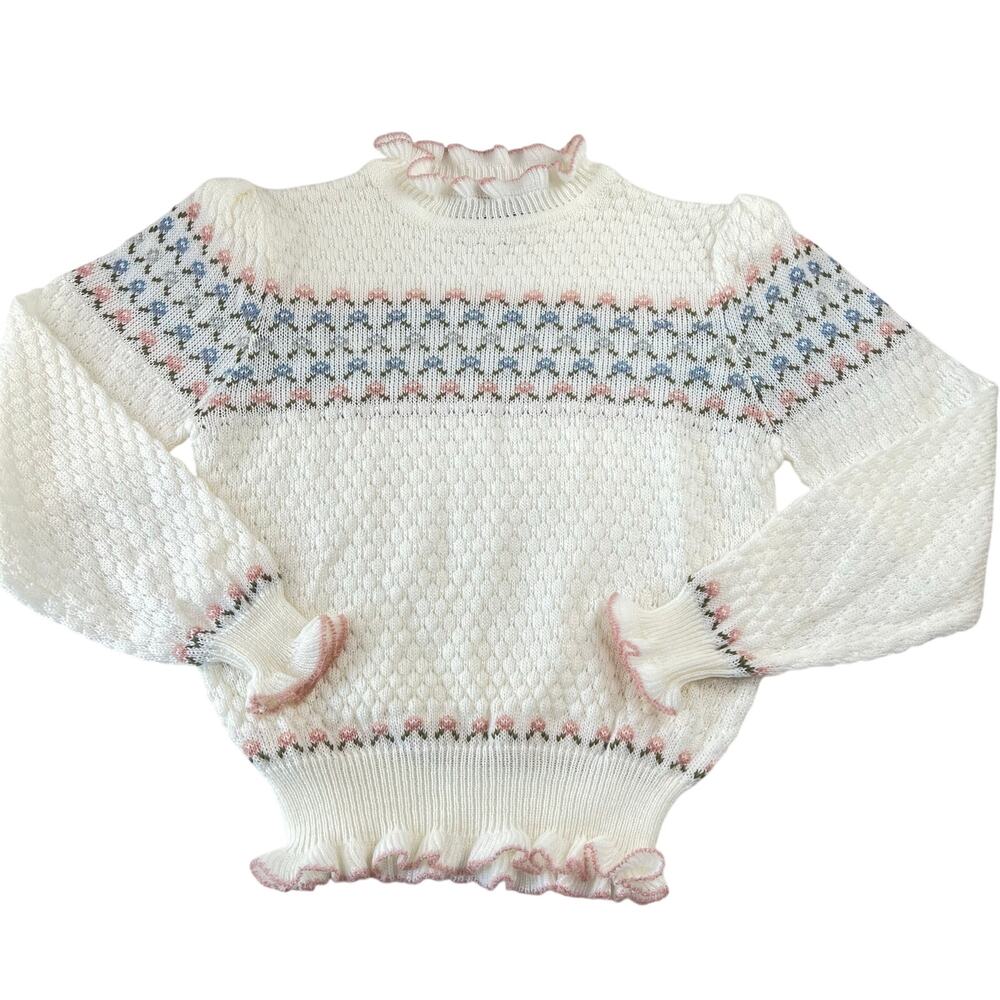 Golden Touch Women’s Acrylic Ruffle Sweater Vintage size Medium Pastel '80s